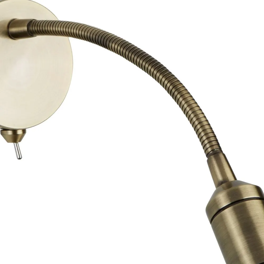 Searchlight Flexibler LED Wandstrahler in Messing 1 W mit Schalter* Bürolampen|Wohnzimmerlampen