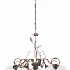 Trio Reality Florale Hängeleuchte Metall Glas 5-flammig Rost Antik