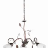 Trio Reality Florale Pendelleuchte Metall Glas B:70 cm Rost Antik* Hängelampen|Bürolampen
