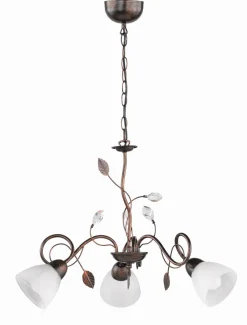 Trio Reality Florale Pendelleuchte Metall Glas B:70 cm Rost Antik* Hängelampen|Bürolampen