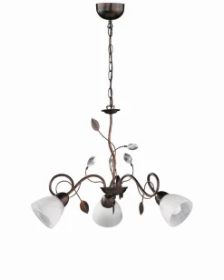 Trio Reality Florale Pendelleuchte Metall Glas B:70 cm Rost Antik* Hängelampen|Bürolampen