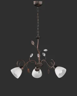 Trio Reality Florale Pendelleuchte Metall Glas B:70 cm Rost Antik* Hängelampen|Bürolampen