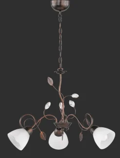 Trio Reality Florale Pendelleuchte Metall Glas B:70 cm Rost Antik* Hängelampen|Bürolampen