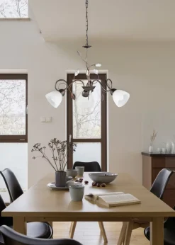 Trio Reality Florale Pendelleuchte Metall Glas B:70 cm Rost Antik* Hängelampen|Bürolampen