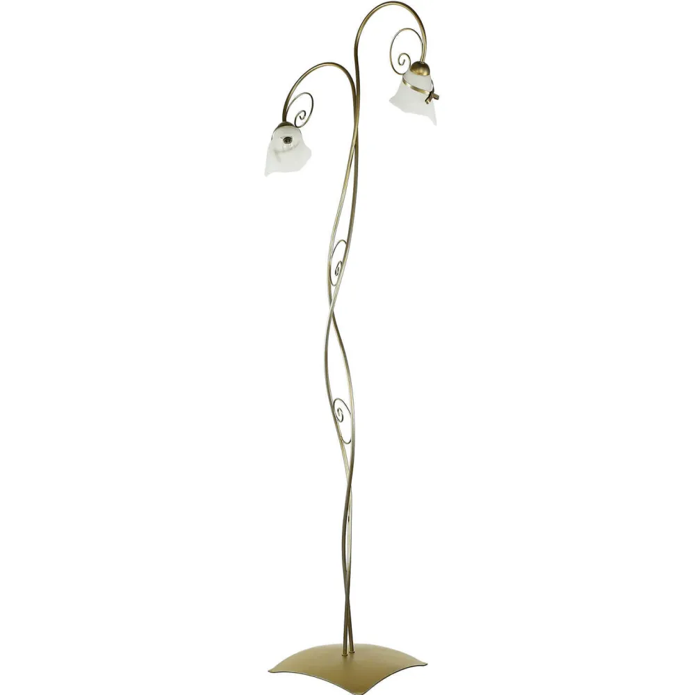 Luminex Florale Stehlampe Wohnzimmer in Gold Alabaster Glas* Glaslampen|Florale Lampen
