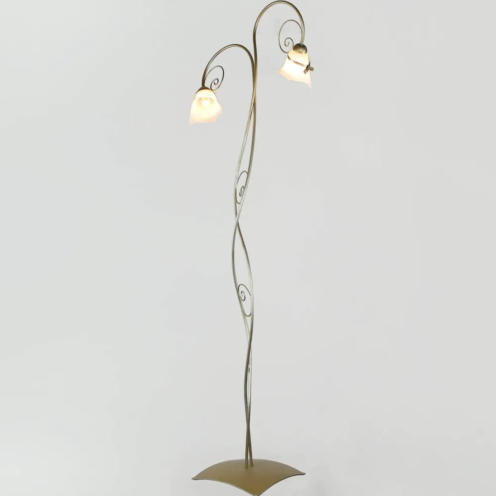 Luminex Florale Stehlampe Wohnzimmer in Gold Alabaster Glas* Glaslampen|Florale Lampen