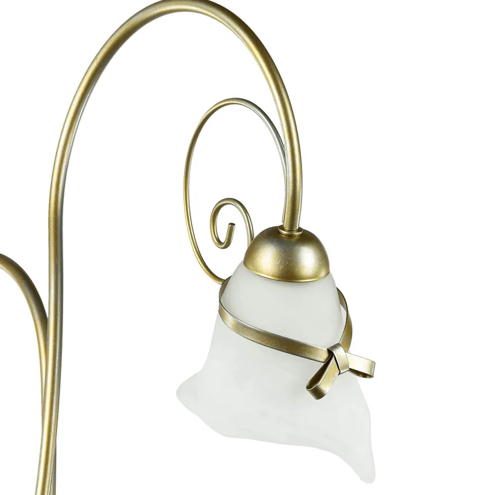 Luminex Florale Stehlampe Wohnzimmer in Gold Alabaster Glas* Glaslampen|Florale Lampen