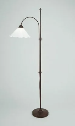 Berliner Messingleuchten Florale Stehleuchte Antik Messing Glas E27 160 cm* Wohnzimmerlampen|Metall Lampen