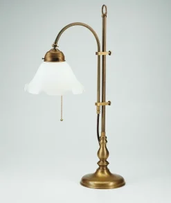 New Berliner Messingleuchten Florale Tischlampe Premium Messing Glas E27 Zugschalter