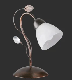 Trio Reality Florale Tischleuchte Metall Glas E14 32 cm Rost Antik* Wohnzimmerlampen|Metall Lampen