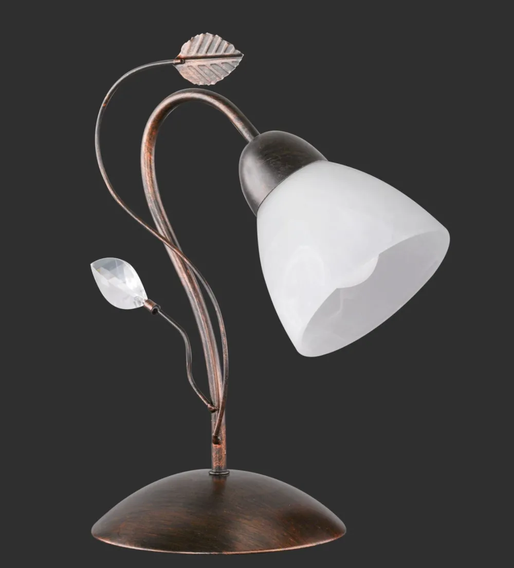 Trio Reality Florale Tischleuchte Metall Glas E14 32 cm Rost Antik* Wohnzimmerlampen|Metall Lampen