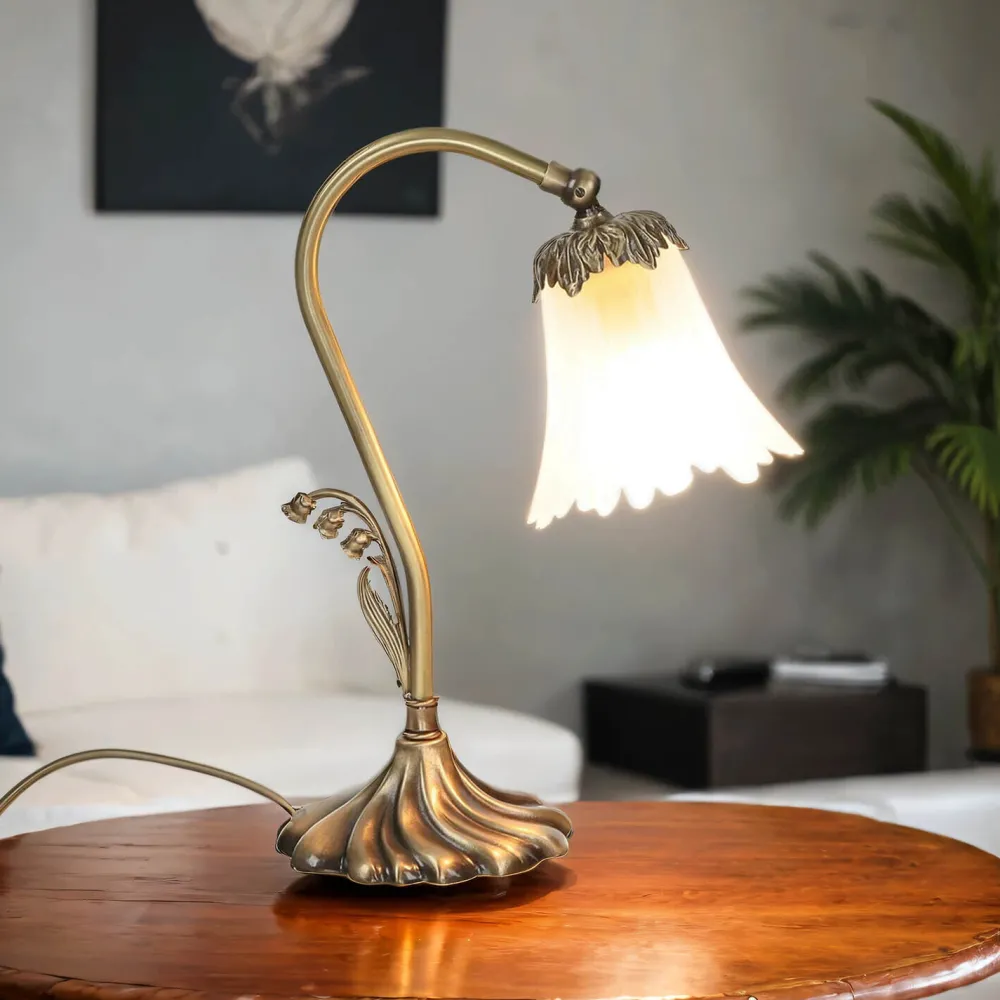 Giovanni Battista Florale Tischleuchte Tischlampe E14* Glaslampen|Metall Lampen