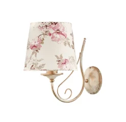 Clearance Jupiter Florale Wandlampe CRINE Shabby Gold Weiß Leuchte