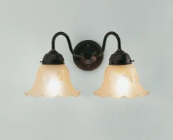 Berliner Messingleuchten Florale Wandlampe Glas Messing E27 Antik Champagner* Wohnzimmerlampen|Metall Lampen