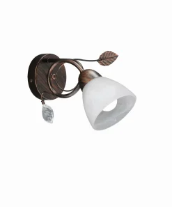 Trio Reality Florale Wandlampe Metall Glas E14 H:21,5 cm Rost Antik