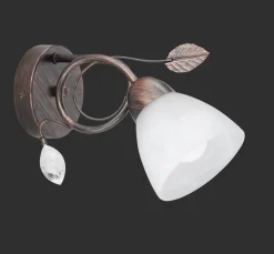 Trio Reality Florale Wandlampe Metall Glas E14 H:21,5 cm Rost Antik