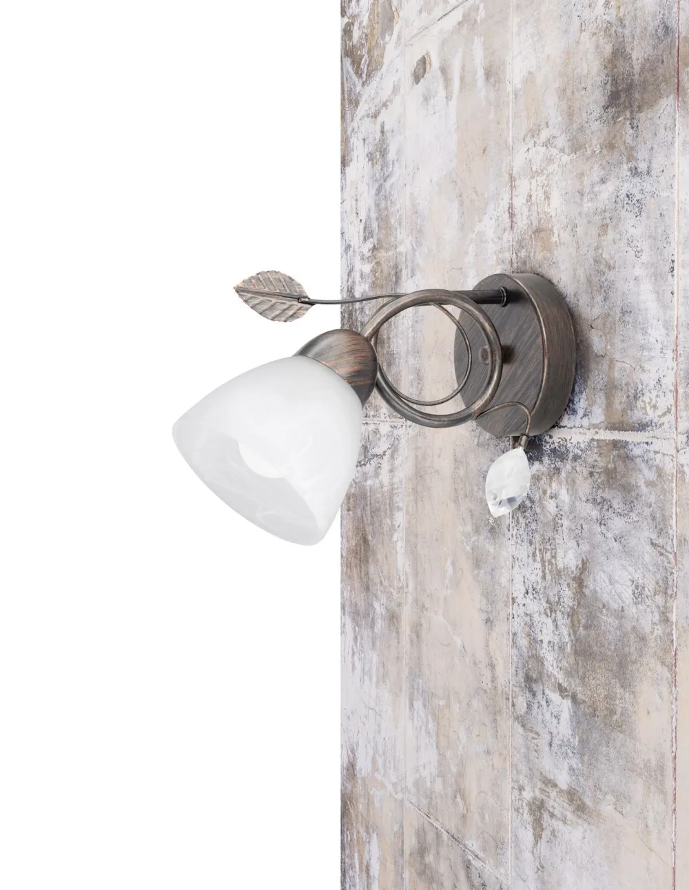 Trio Reality Florale Wandlampe Metall Glas E14 H:21,5 cm Rost Antik