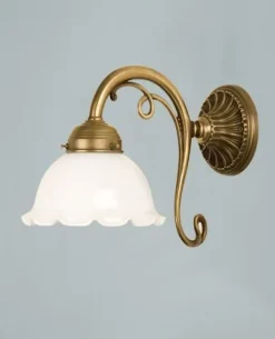 Berliner Messingleuchten Florale Wandleuchte Berliner Messing Glas E27 T:29 cm* Wohnzimmerlampen|Metall Lampen