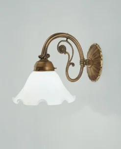 Berliner Messingleuchten Florale Wandleuchte Echt-Messing Glas Blüte E27 T:32 cm* Wohnzimmerlampen|Metall Lampen