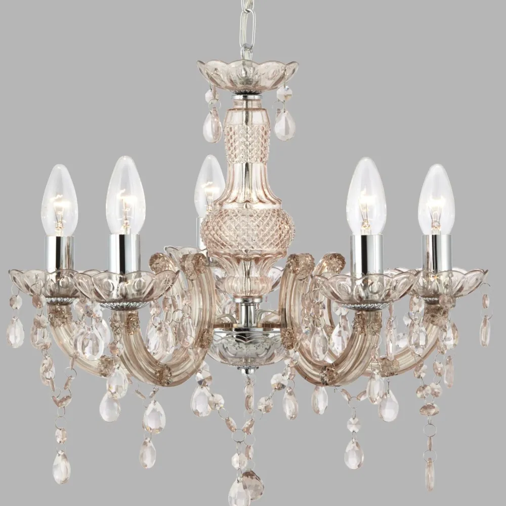 Searchlight Funkelnder Kronleuchter Glas Kristall Ø 48 cm 5x E14* Hängelampen|Wohnzimmerlampen