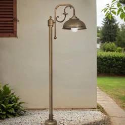 Giovanni Battista Gartenlaterne Messing Glas 148 cm in Bronze Antik IP44 E27* Messinglampen|Rustikale Lampen