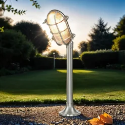Lido Gartenleuchte Messing H:62cm in Nickel Weg Terrasse* Rustikale Lampen|Metall Lampen
