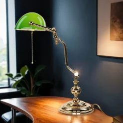 Hot Giovanni Battista Gebogene Jugendstil Bankerlampe Vergoldet 24 Karat