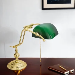 Hot Giovanni Battista Gebogene Jugendstil Bankerlampe Vergoldet 24 Karat