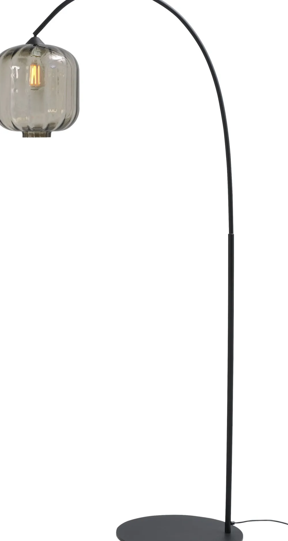 Masterlight Gebogene Stehlampe Schwarz Metall Glas 181 cm E27* Glaslampen|Stehlampen