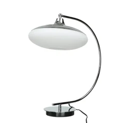 Invicta Interior Gebogene Tischleuchte Bauhaus rund 45cm* Glaslampen|Designerlampen