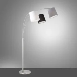 Just Light Gemütliche Bogenleuchte Metall Stoff E27 190 cm 3-flmg* Wohnzimmerlampen|Stofflampen