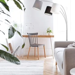 Just Light Gemütliche Bogenleuchte Metall Stoff E27 190 cm 3-flmg* Wohnzimmerlampen|Stofflampen