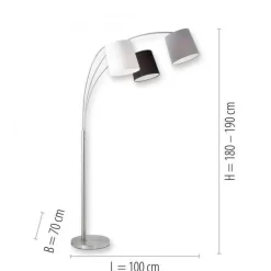 Just Light Gemütliche Bogenleuchte Metall Stoff E27 190 cm 3-flmg* Wohnzimmerlampen|Stofflampen