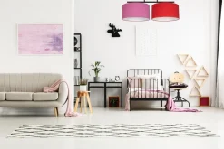 Sale Belis Gemütliche Deckenlampe Stoff Rosa Rot E27 L:70 cm