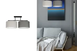 Belis Gemütliche Deckenlampe Stoff Grau Graphit E27 L:70 cm* Bürolampen|Wohnzimmerlampen