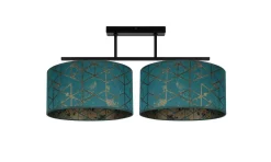 Belis Gemütliche Deckenlampe Stoff Grün Muster E27 L:70 cm* Wohnzimmerlampen|Esszimmer Lampen