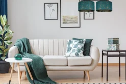 Belis Gemütliche Deckenlampe Stoff Grün Muster E27 L:70 cm* Wohnzimmerlampen|Esszimmer Lampen