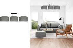 Belis Gemütliche Deckenlampe Stoff Graphit Weiß E27 3-flammig* Bürolampen|Wohnzimmerlampen