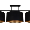 Belis Gemütliche Deckenleuchte Stoff Schwarz Gold E27 100 cm* Bürolampen|Wohnzimmerlampen