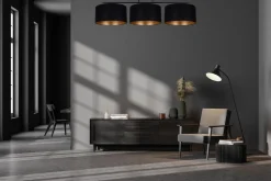 Belis Gemütliche Deckenleuchte Stoff Schwarz Gold E27 100 cm* Bürolampen|Wohnzimmerlampen