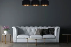 Belis Gemütliche Deckenleuchte Stoff Schwarz Gold E27 100 cm* Bürolampen|Wohnzimmerlampen