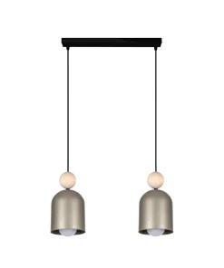 New Belis Gemütliche Hängelampe Champagner Metall Holz E27 46 cm