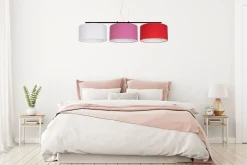 Belis Gemütliche Hängelampe Stoff Weiß Rosa Rot E27 L:100 cm