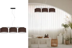 Belis Gemütliche Hängelampe Stoff Schwarz Braun E27 L:100 cm* Wohnzimmerlampen|Stofflampen