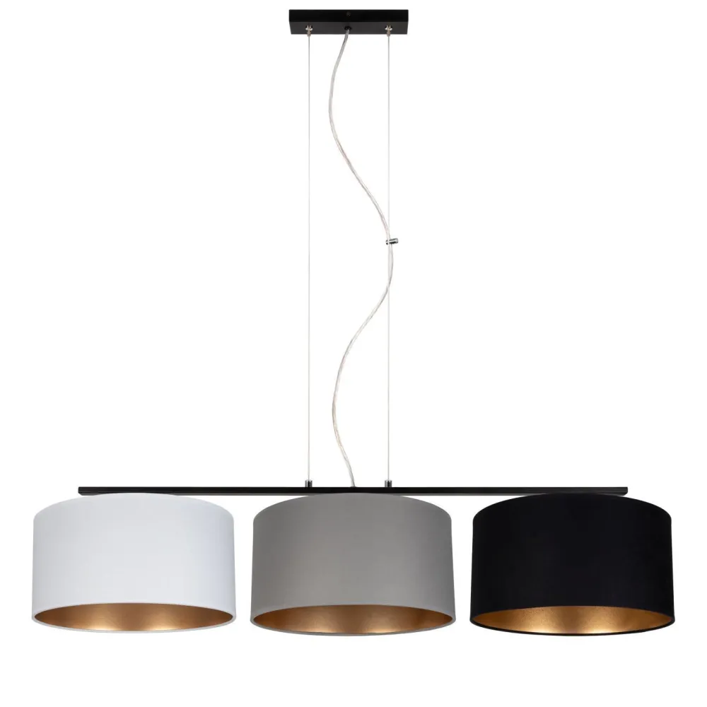 Clearance Belis Gemütliche Hängelampe Stoff Weiß Grau Schwarz 3-flammig