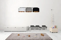 Clearance Belis Gemütliche Hängelampe Stoff Weiß Grau Schwarz 3-flammig