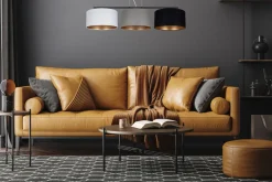 Clearance Belis Gemütliche Hängelampe Stoff Weiß Grau Schwarz 3-flammig