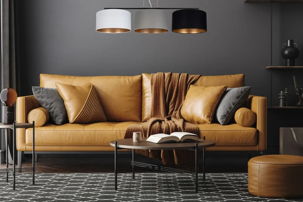 Clearance Belis Gemütliche Hängelampe Stoff Weiß Grau Schwarz 3-flammig