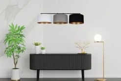 Clearance Belis Gemütliche Hängelampe Stoff Weiß Grau Schwarz 3-flammig