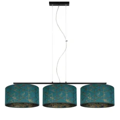 Belis Gemütliche Hängelampe Stoff Grün Muster E27 100 cm lang* Bürolampen|Wohnzimmerlampen